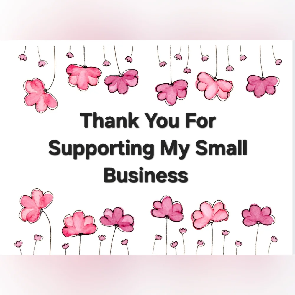 NEW! Hand Crafted Business Thank you Cards 50 pack Pink Florals